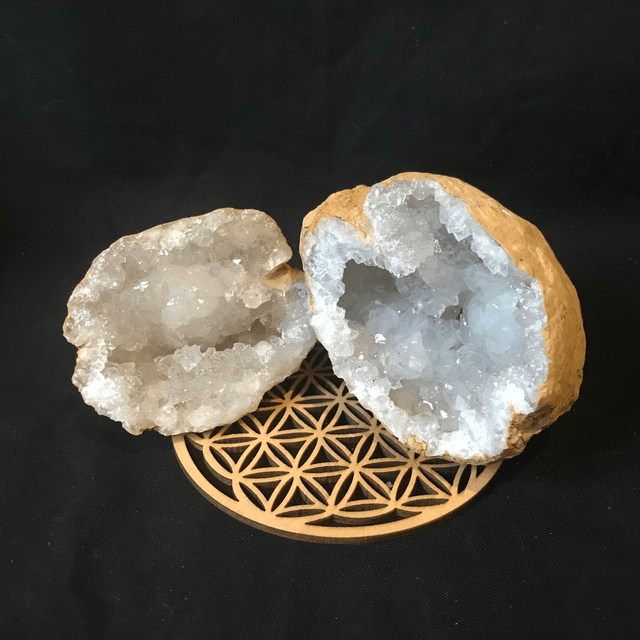 QUARTZ/CRISTAL DE ROCHE - Géode (le duo) MM du Maroc