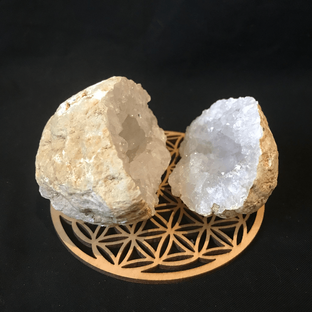 QUARTZ/CRISTAL DE ROCHE - Géode (le duo) PM du Maroc