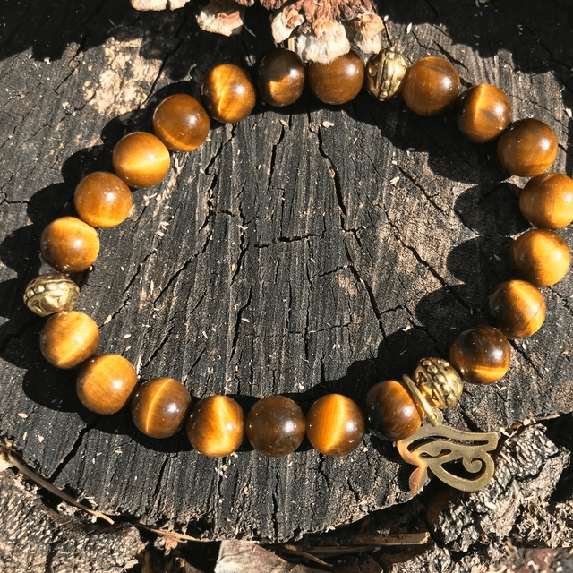 BRACELET MALA en Œil de Tigre d'Afrique du Sud MM