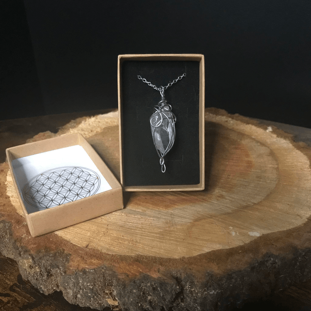 Pendentif QUARTZ - BIJOU ARTISANAL Gamme "DANA" - [fils et chaîne INOX]