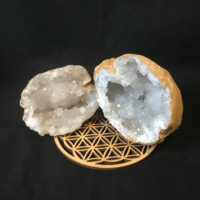 QUARTZ/CRISTAL DE ROCHE - Géode (le duo) MM du Maroc