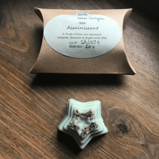 SAVON SURGRAS ASSAINISSANT-Huile d&#039;Olive BIO-Lavande-Romarin &amp; Argile verte Illite
