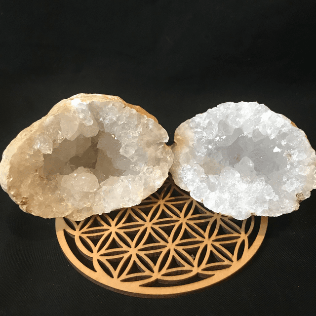 QUARTZ/CRISTAL DE ROCHE - Géode (le duo) PM du Maroc